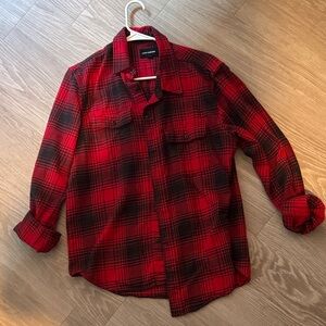 Lucky Brand Red and Black Plaid Men's Shirt